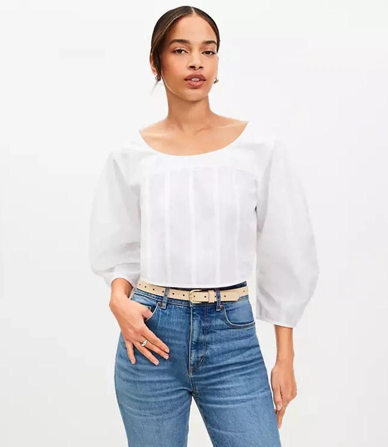 Poplin Corset Seamed Blouse