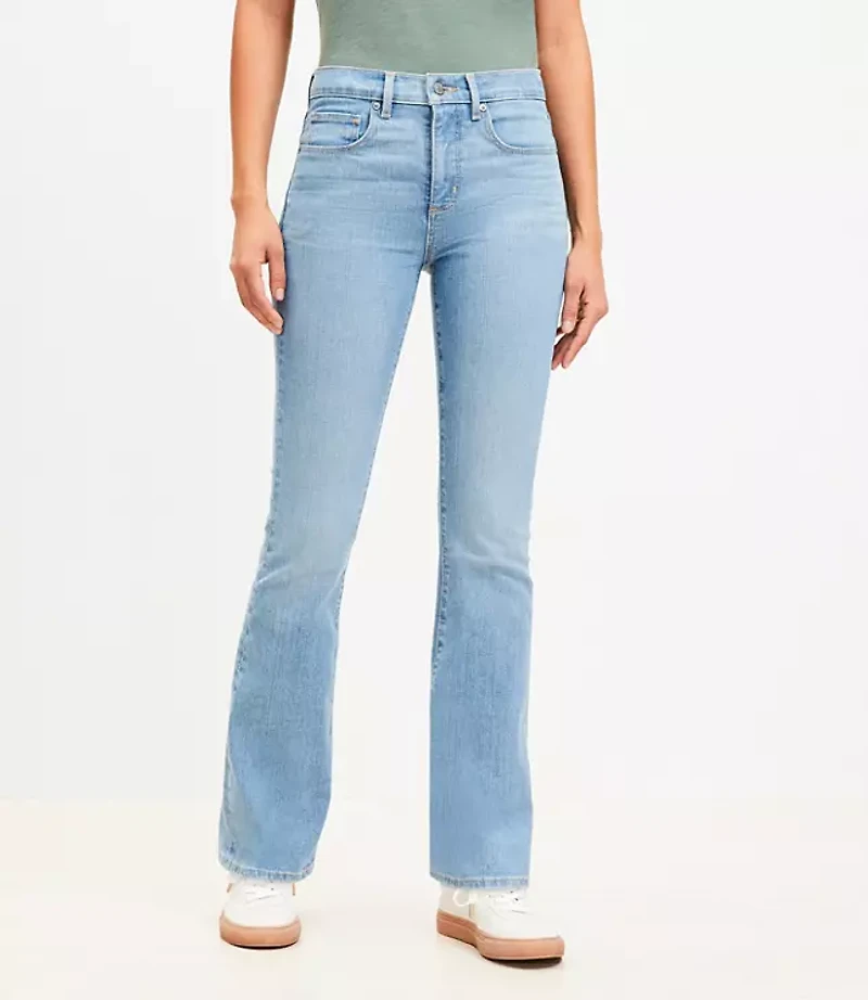 Back Button Pocket Mid Rise Boot Jeans Vintage Wash