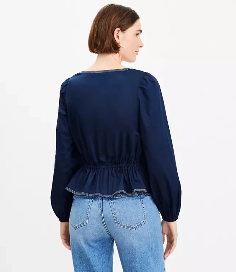 Tie Peplum Blouse