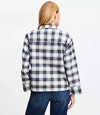Plaid Flannel V-Neck Pocket Popover