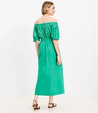 Off The Shoulder Midi Pocket Shirtdress