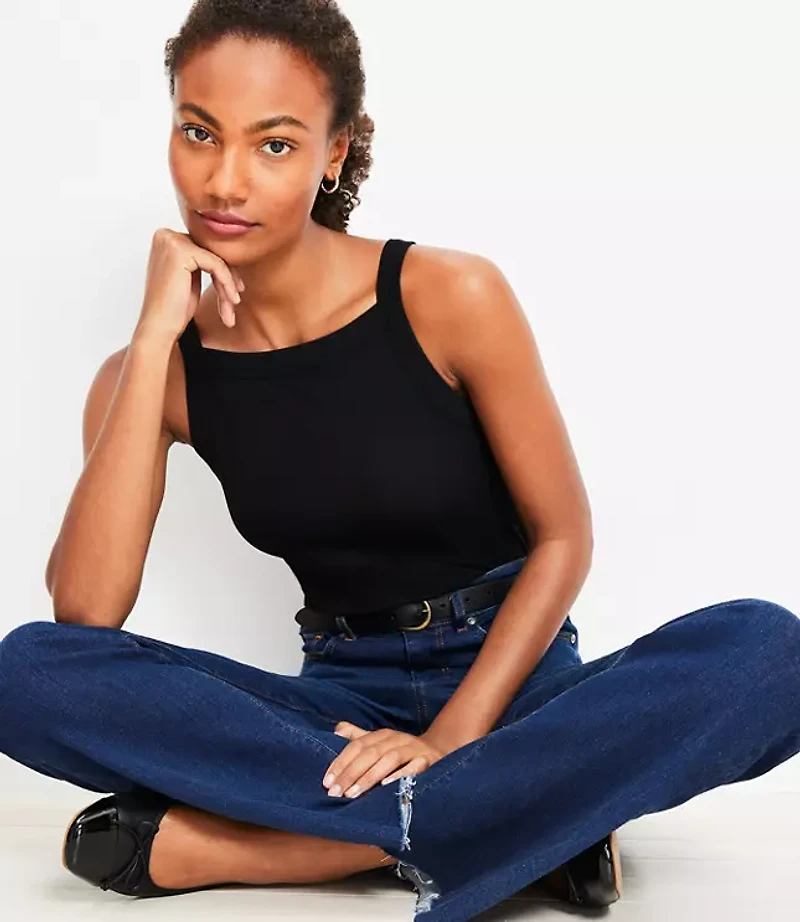 Perfect Ribbed Square Neck Tank Top