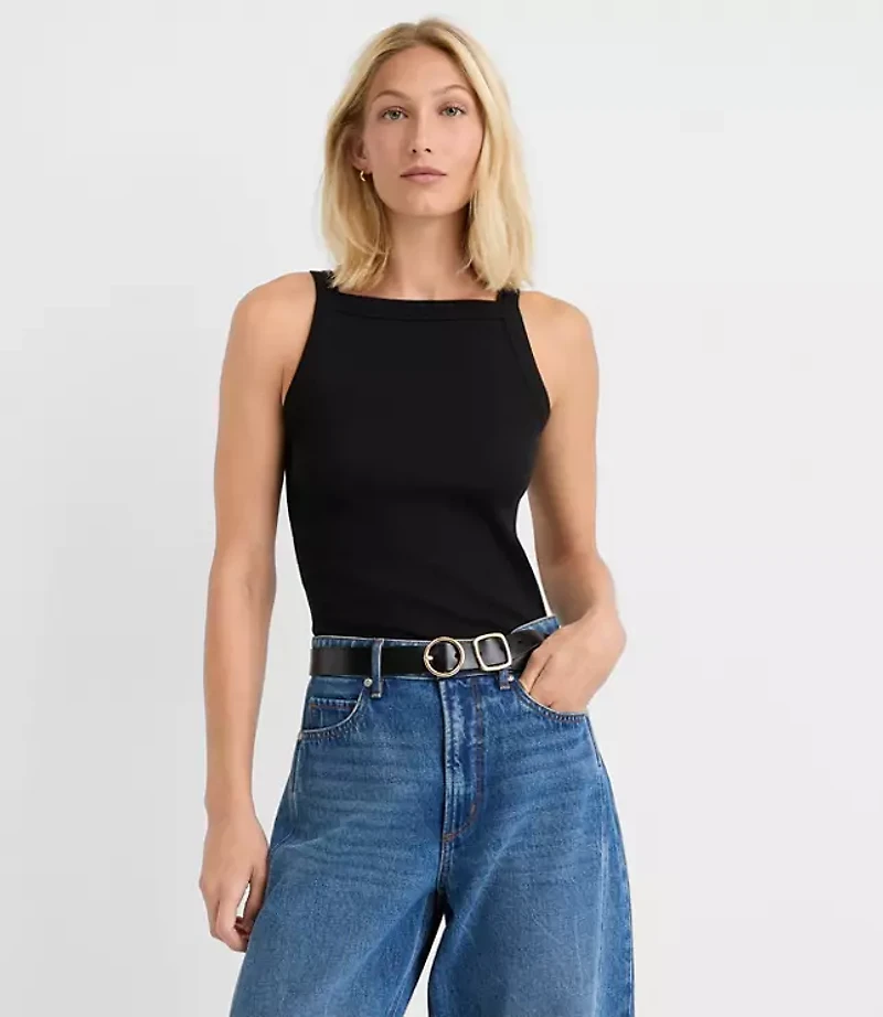 Perfect Ribbed Apron Neck Tank Top