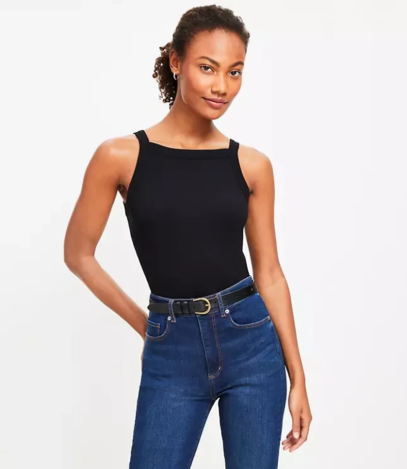 Perfect Ribbed Square Neck Tank Top