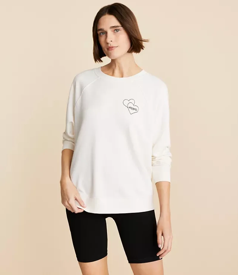 Lou & Grey Mom Embroidered Cozy Cotton Sweatshirt
