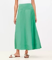 Linen Blend Seamed Maxi Skirt