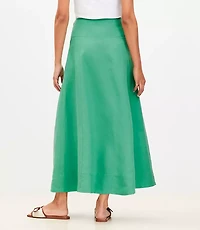 Linen Blend Seamed Maxi Skirt