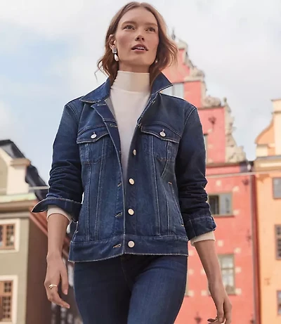 Petite Denim Trucker Jacket Light Wash Indigo