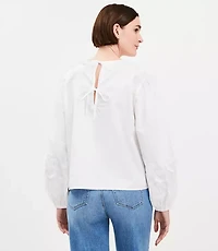 Lace Poplin Tie Back Blouse