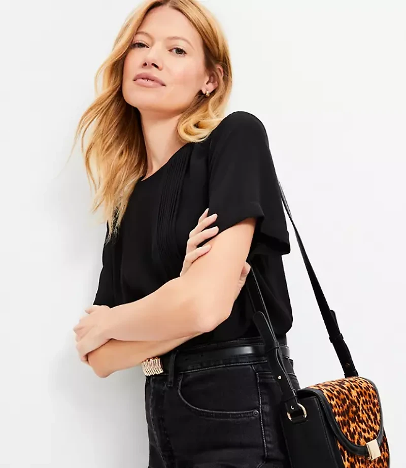 Pleated Mixed Media Top