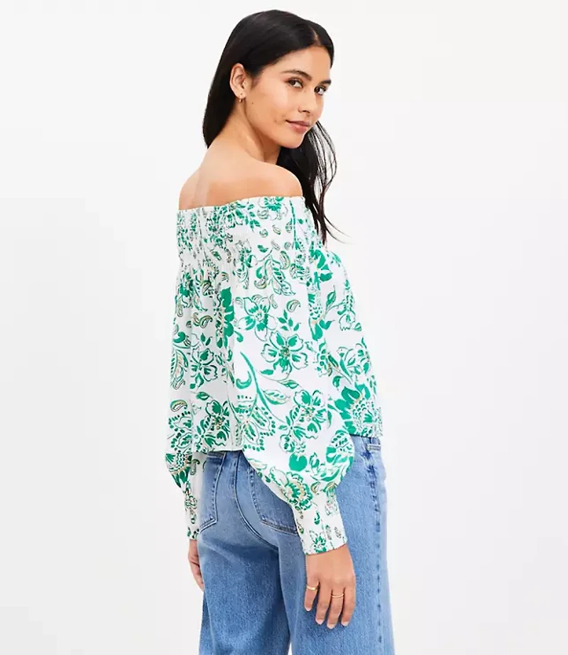 Floral Smocked Off The Shoulder Top