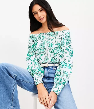 Floral Smocked Off The Shoulder Top