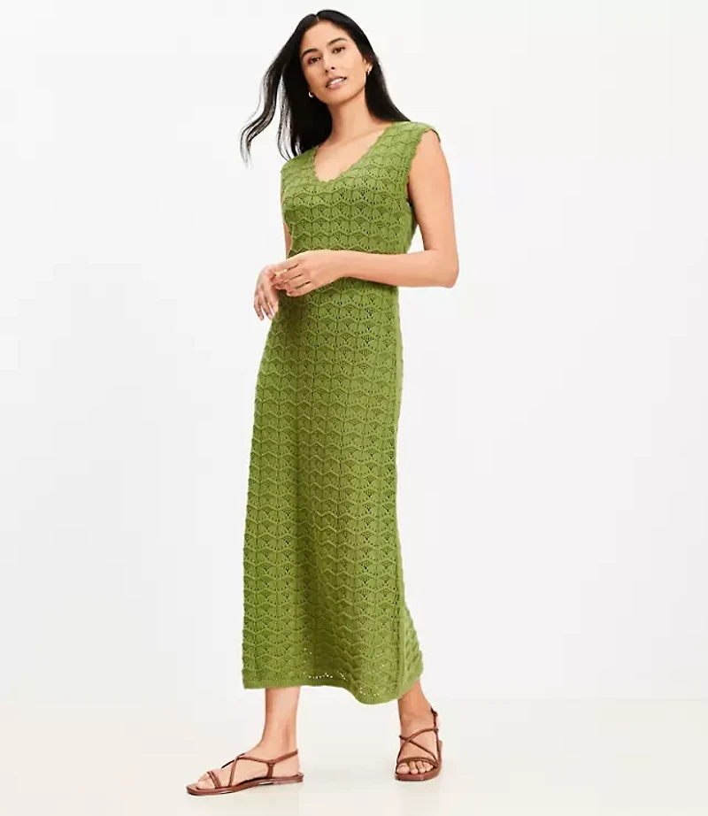 LOFT Beach Crochet Midi Dress