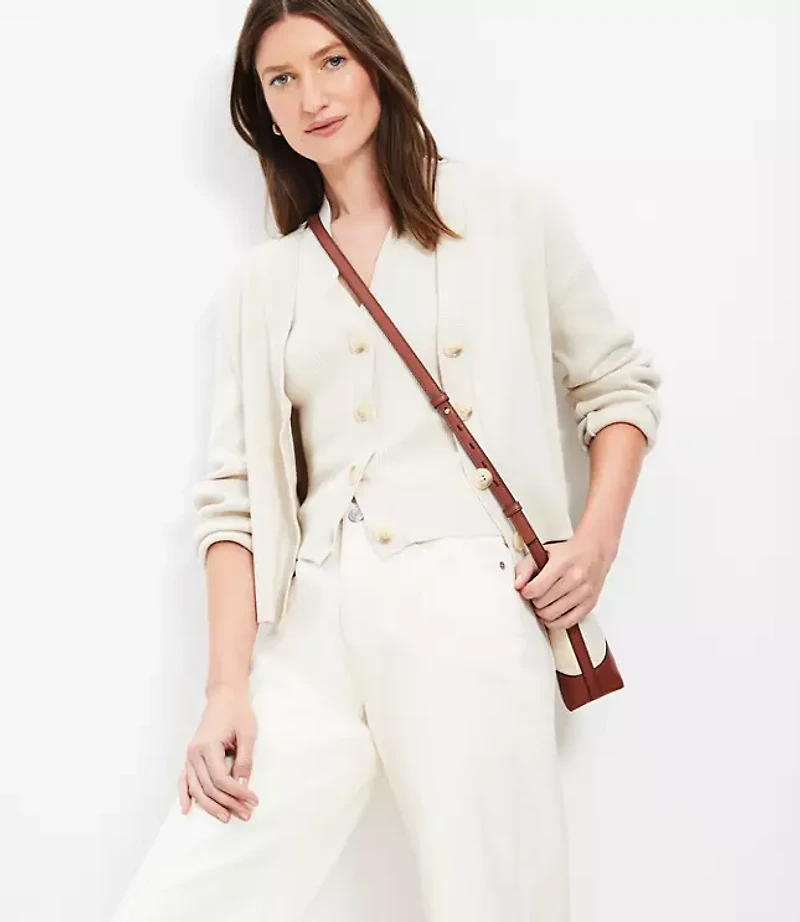 Ribbed Wide Sleeve V-Neck Cardigan