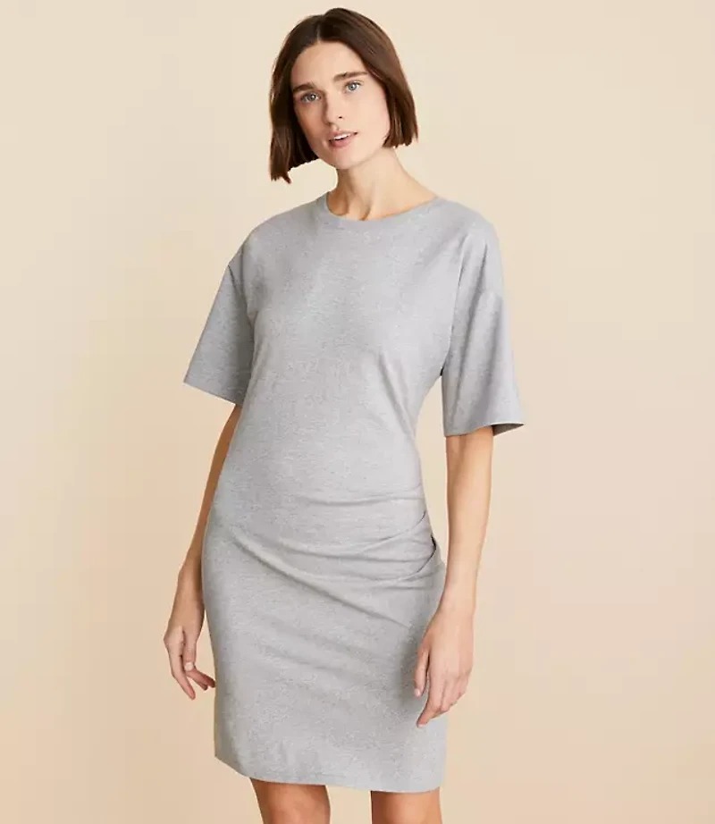 Lou & Grey Heathered Modern Jersey Pleated Tee Dress