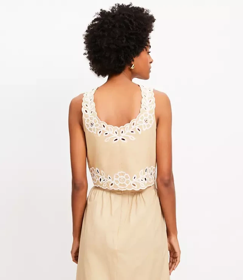 Floral Eyelet Poplin Tank Top