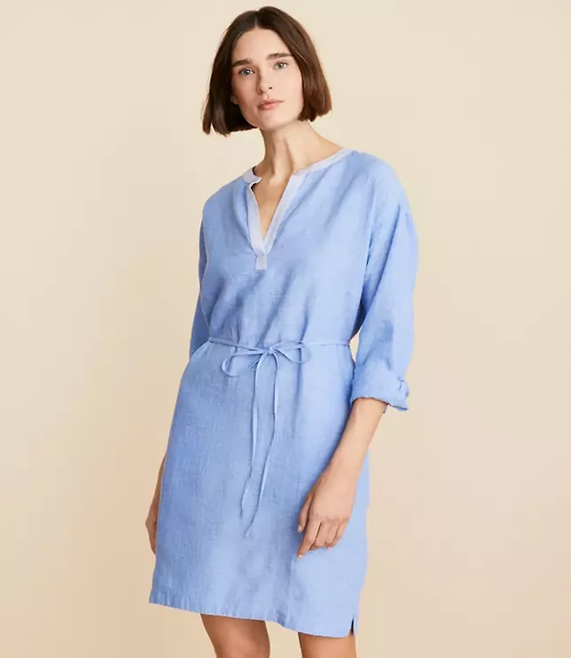 Lou & Grey Crosshatch Linen Pocket Shirtdress