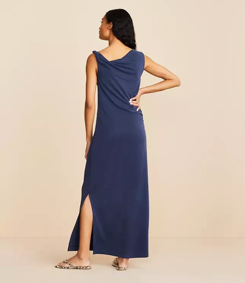 Lou & Grey Sandwashed Shoulder Twist Midi Dress