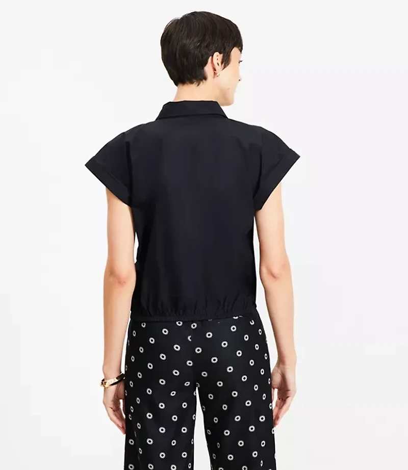 Poplin Bubble Tie Hem Shirt