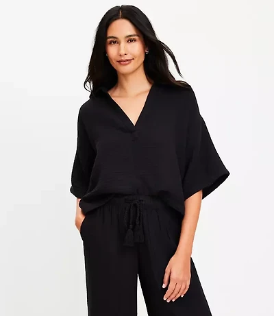 LOFT Beach Triple Cloth Popover Shirt