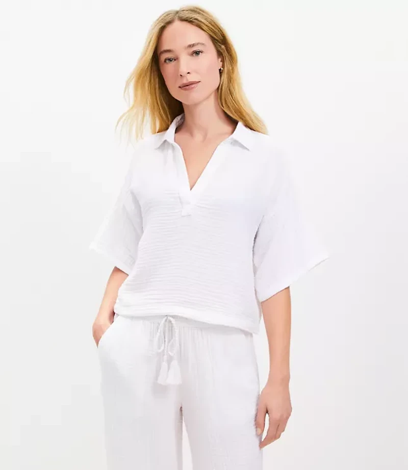 LOFT Beach Triple Cloth Popover Shirt