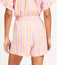 LOFT Beach Striped Linen Drawstring Shorts