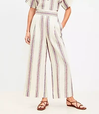 LOFT Beach Striped Linen Wide Leg Pants
