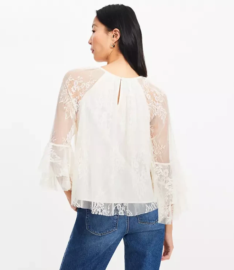 Chantilly Lace Flare Sleeve Blouse