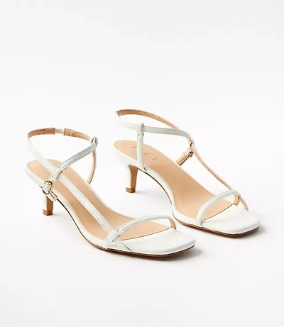Skinny Strap Kitten Heel Sandals
