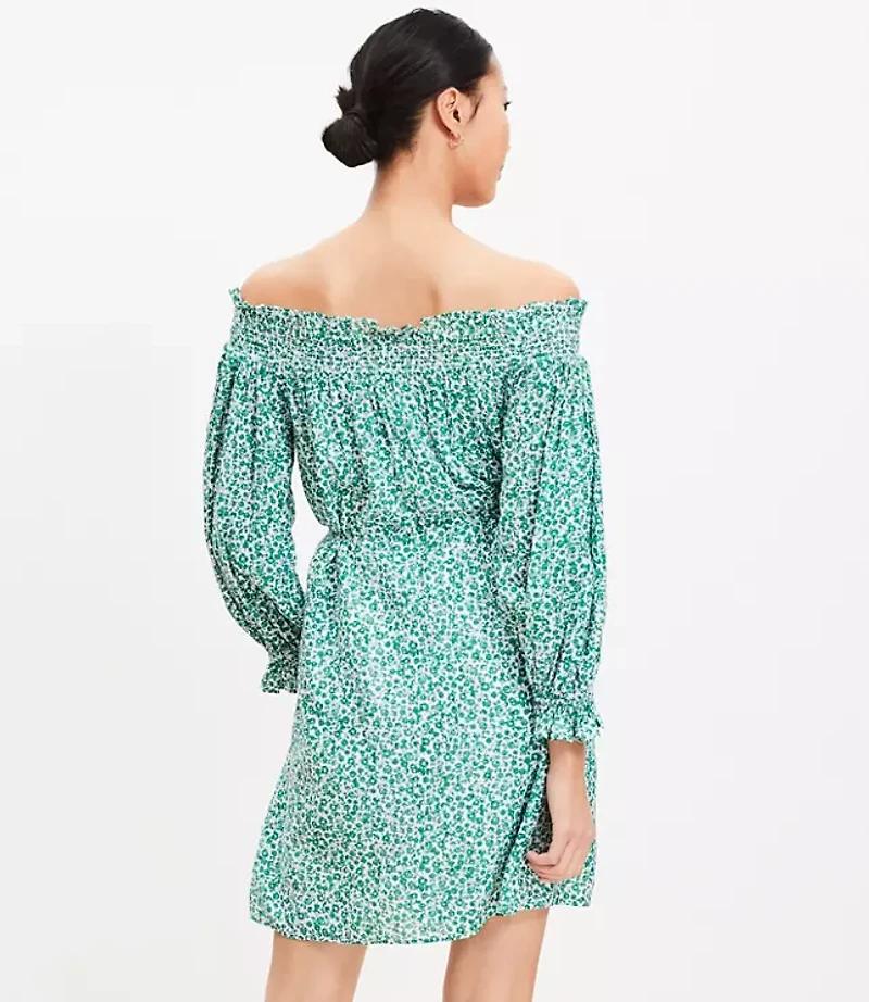 Floral Smocked Off The Shoulder Mini Dress