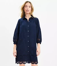 Petite Eyelet Mini Shirtdress