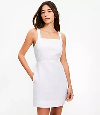 Linen Cutout Back Mini Pocket Dress