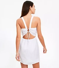 Linen Cutout Back Mini Pocket Dress