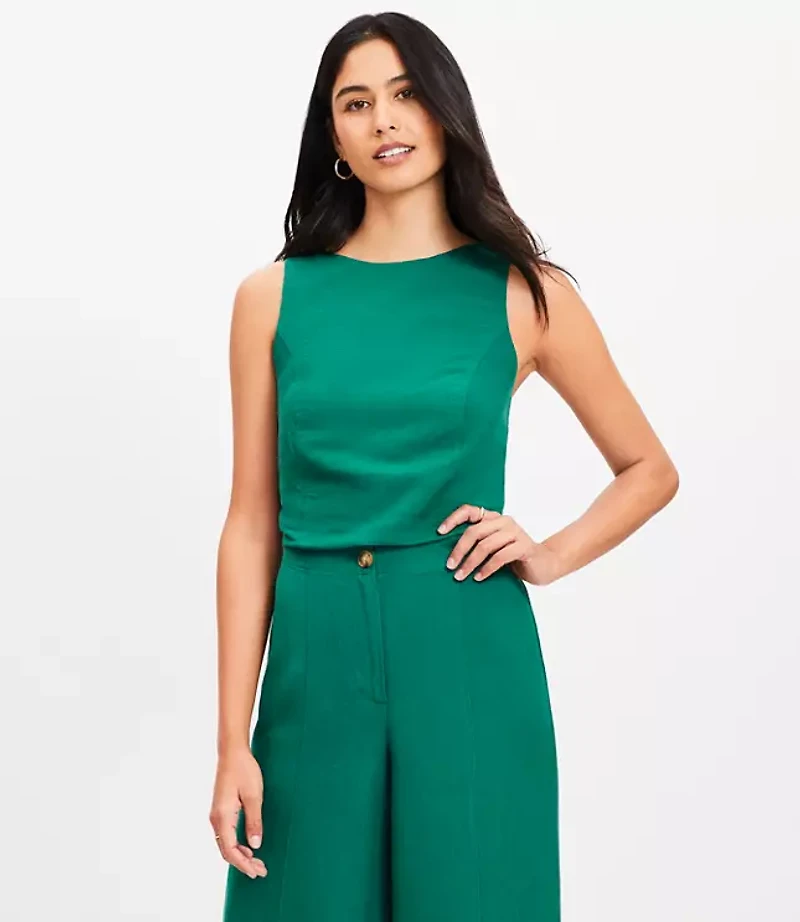 Linen Blend Strappy Back Shell