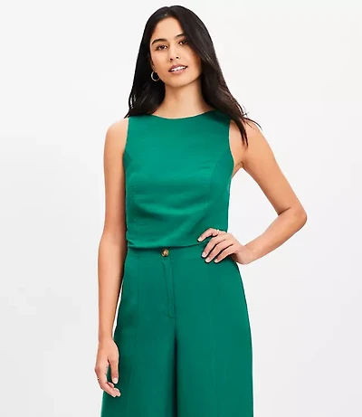 Linen Blend Strappy Back Shell