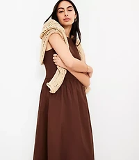 Petite Poplin Mixed Media Midi Pocket Dress