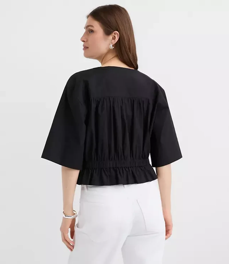Poplin Safari Peplum Top