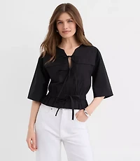 Poplin Safari Peplum Top