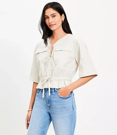 Poplin Safari Peplum Top