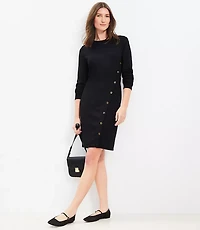 Side Button Long Sleeve Mini Dress