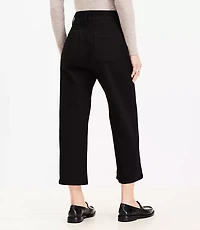 High Rise Denim Culottes in Jet Black Wash