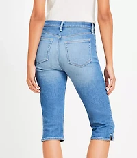 High Rise Denim Capri Pants in Light Wash