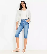 High Rise Denim Capri Pants in Light Wash