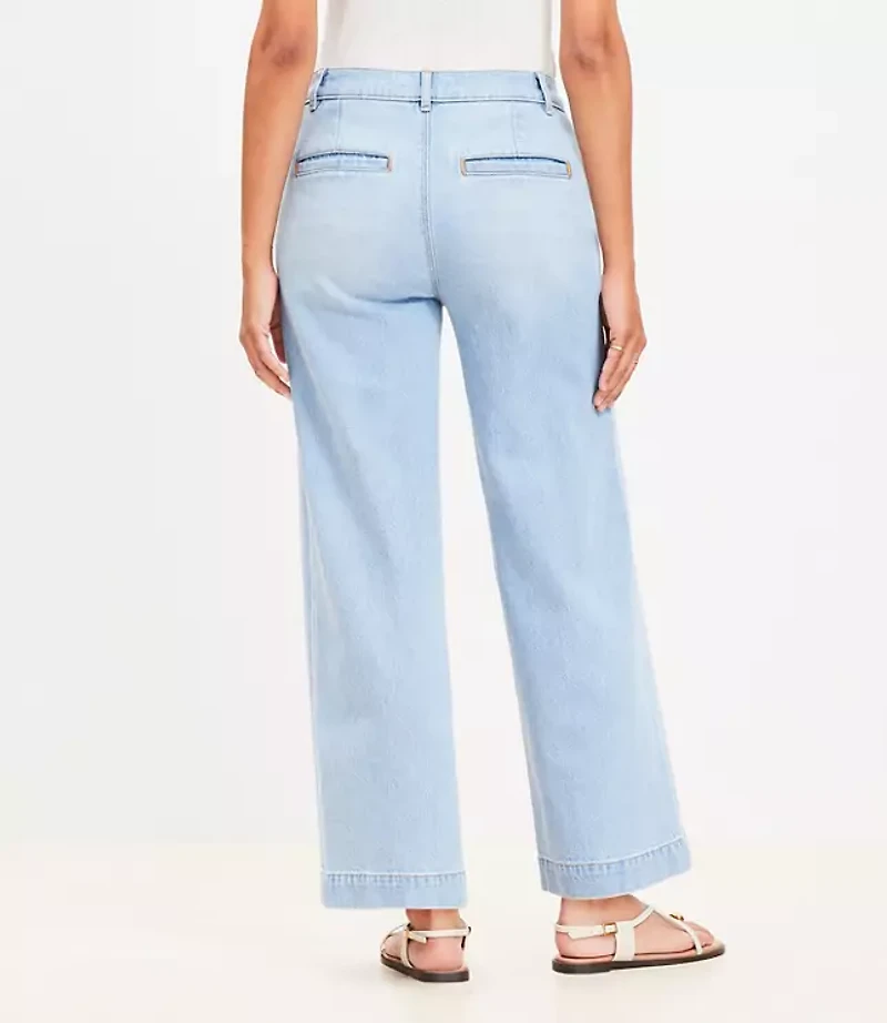Petite Curvy Palmer Wide Leg Crop Jeans in Light Vintage Indigo Wash