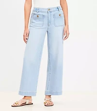 Petite Curvy Palmer Wide Leg Crop Jeans in Light Vintage Indigo Wash