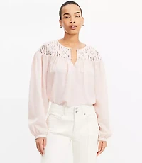 Floral Crochet Yoke Blouse