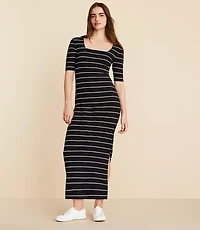 Petite Lou & Grey Striped Ribbed Square Neck Maxi Dress