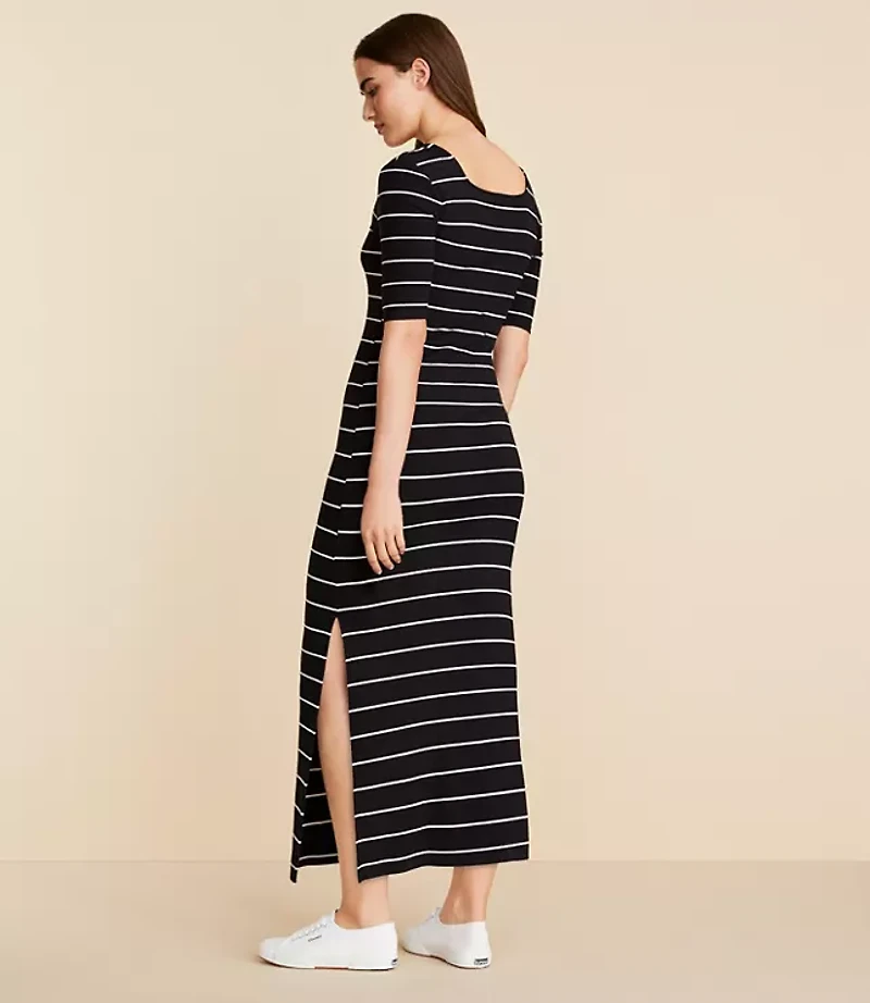 Petite Lou & Grey Striped Ribbed Square Neck Maxi Dress