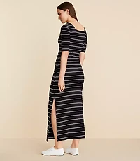 Petite Lou & Grey Striped Ribbed Square Neck Maxi Dress