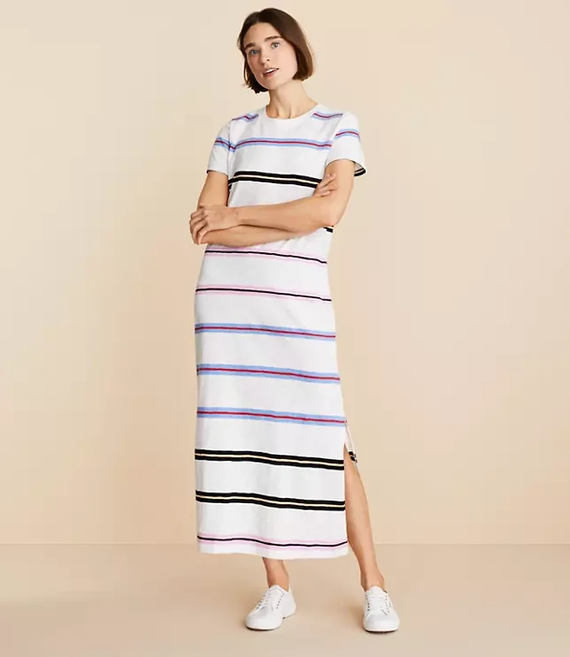 Lou & Grey Striped Soft Slub Midi Tee Dress